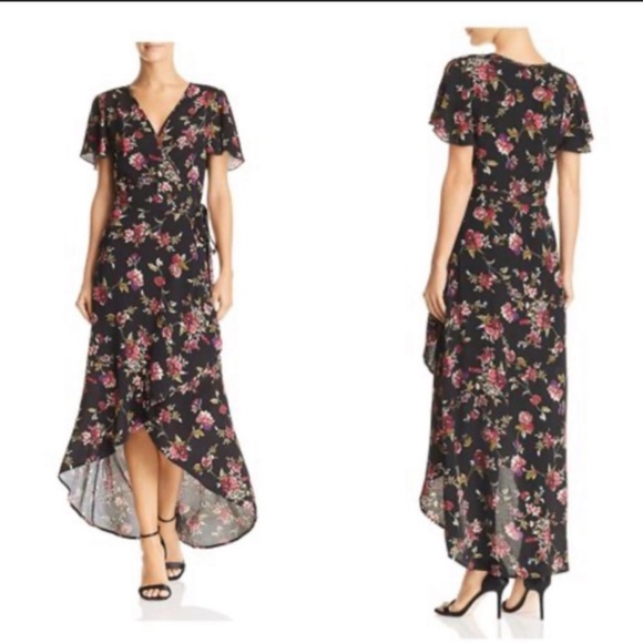 Band of Gypsies Floral High Low Wrap Dress